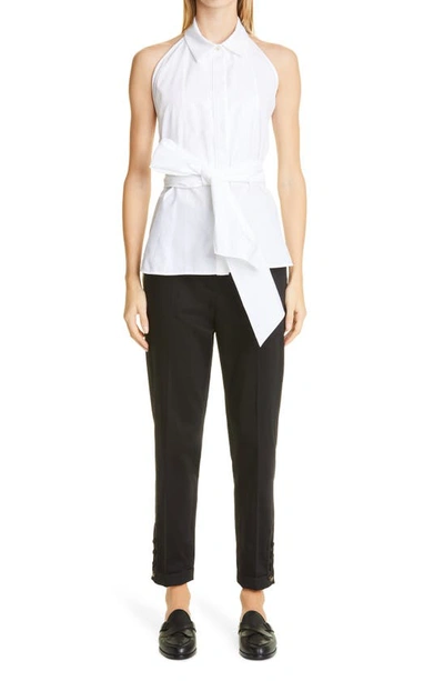 Max Mara Cotton Poplin Waistcoat Top In Bianco Ottico