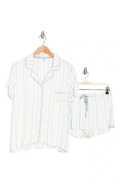 Shop Splendid Short Pajamas In Spring Haze Green Stripe