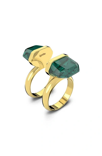 Swarovski Lucent Set Of 2 Stacking Rings In Emerald Gos