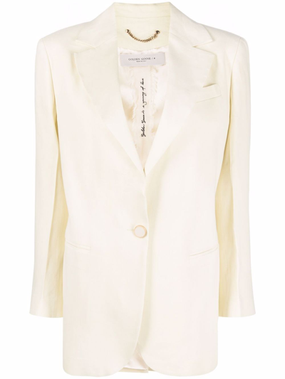 Shop Golden Goose Stretch Linen Blend Jacket In Bianco