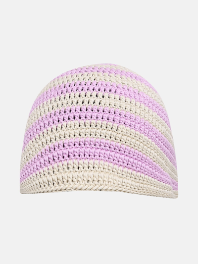 Shop Amish Lilac And Beige Cotton Hat In Violet