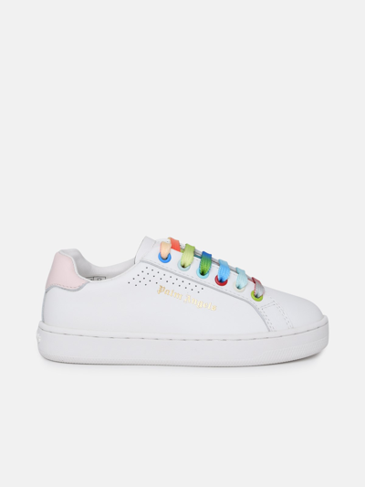 Shop Palm Angels White Leather Blend Palm One Sneaker
