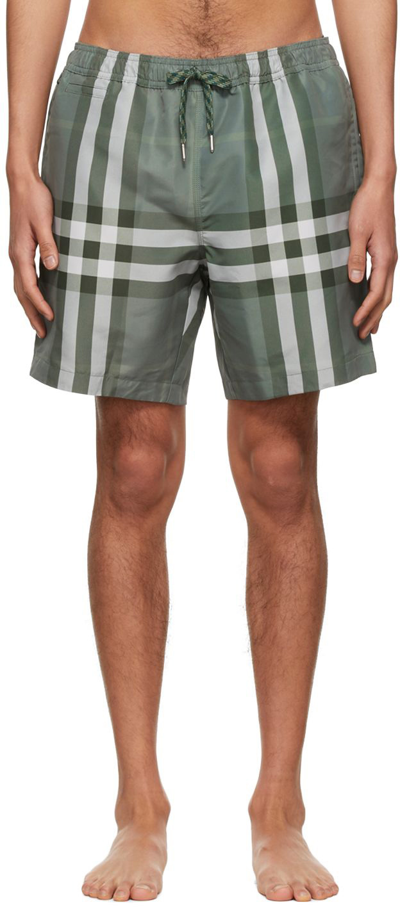Shop Burberry Green Vintage Check Swim Shorts In Dusty Green Ip Check