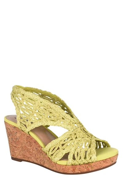 Shop Impo Terinee Woven Raffia Strappy Wedge Sandal In Limeaide