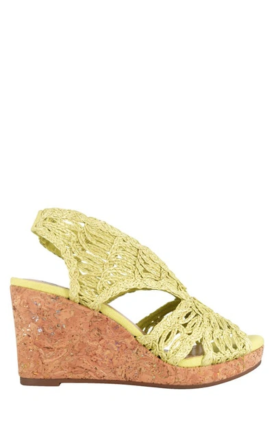 Shop Impo Terinee Woven Raffia Strappy Wedge Sandal In Limeaide