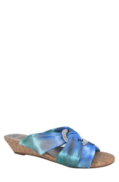 Shop Impo Rexine Cork Wedge Sandal In Blue Multi
