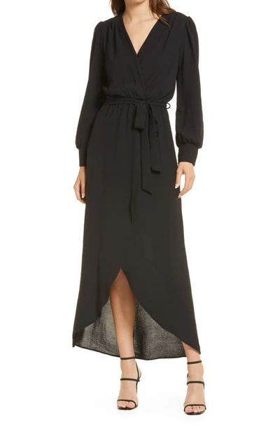 Shop Fraiche By J Long Sleeve Faux Wrap Dress In Black