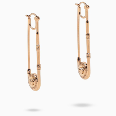 Shop Versace Gold-tone Safety Pin Earrings In Metal