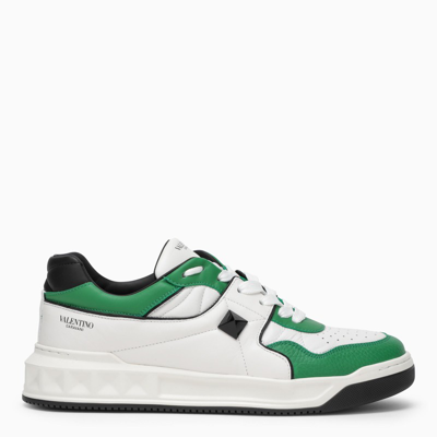 Shop Valentino White/green/black One Stud Low-top Sneaker