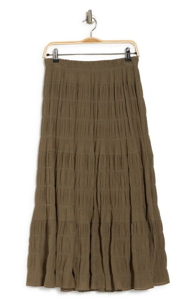 Shop Max Studio Textured Midi Skirt In Olivehm1