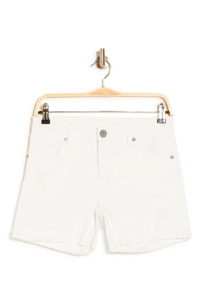 Shop Kut From The Kloth Katy Distressed Raw Hem Boyfriend Shorts In Optic White