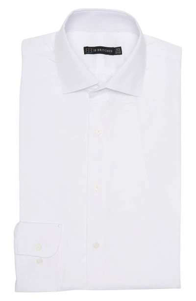 Shop Jb Britches Yarn-dyed Solid Dress Shirt In Snow