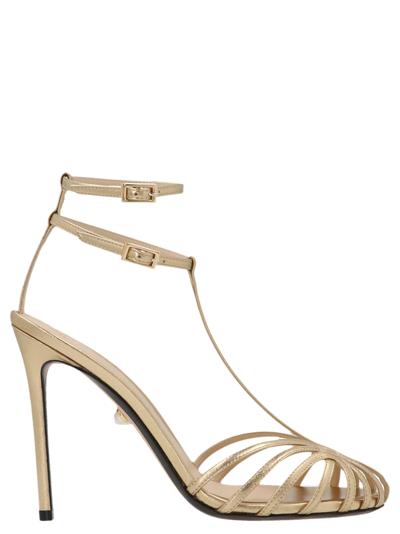 Shop Alevì Stella Sandals In Gold