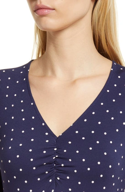Shop Boden Puff Sleeve Jersey Minidress In Navy Pin Dot