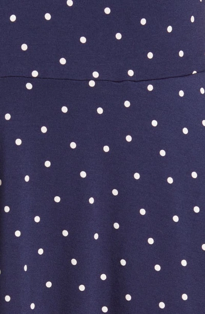 Shop Boden Puff Sleeve Jersey Minidress In Navy Pin Dot