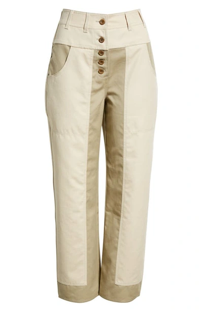 Ulla Johnson August Color-block Twill Straight-leg Pants In Desert Night