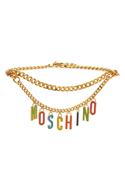 Moschino Bijoux Charm Chain Belt In A1606 Fantasy Print Shiny Gold |  ModeSens