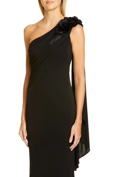 Shop Badgley Mischka One-shoulder Trumpet Gown In Black