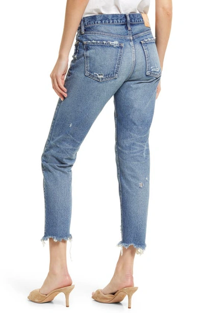 Moussy Vintage Merry Distressed Ankle Crop Jeans In Blue
