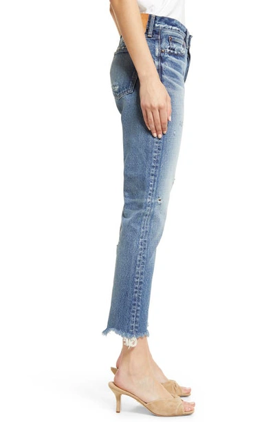 Moussy Vintage Merry Distressed Ankle Crop Jeans In Blue