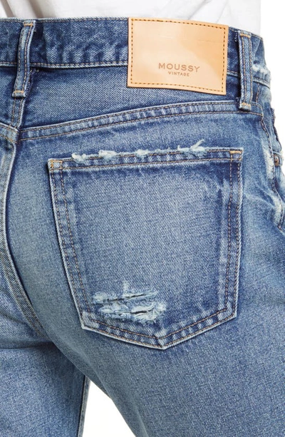 Moussy Vintage Merry Distressed Ankle Crop Jeans In Blue