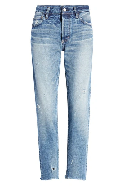 Moussy Vintage Merry Distressed Ankle Crop Jeans In Blue