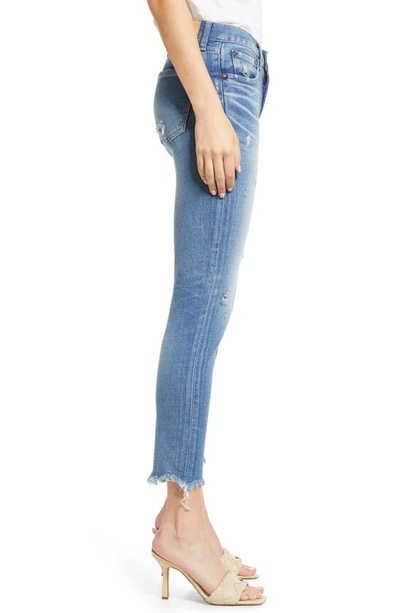 Shop Moussy Vintage Diana High Waist Distressed Raw Hem Skinny Jeans In Light Blue