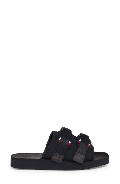 Shop Moncler Slideworks Slide Sandal In 999-black