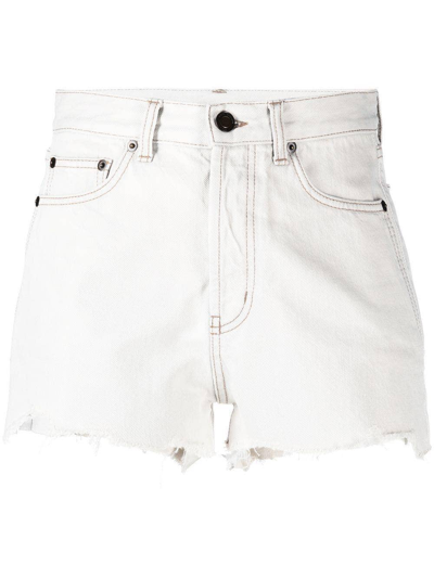 Shop Saint Laurent Raw Edge Frayed Denim Shorts