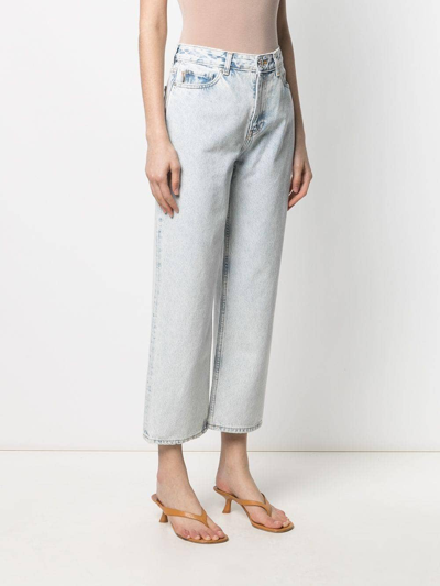 Shop Ganni Washed High-waisted Cropped Jeans