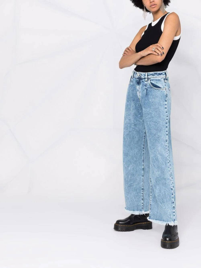 Shop Icon Denim Distressed-effect Wide-leg Denim Jeans