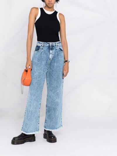 Shop Icon Denim Distressed-effect Wide-leg Denim Jeans