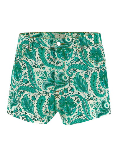 Shop Etro Printed Shorts In White