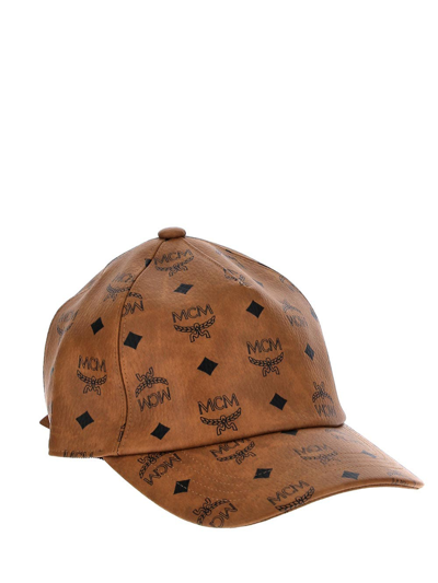 Shop Mcm Monogram Printed Baseball Cap In Brown