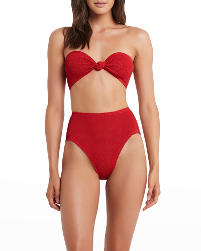Shop Bond-eye Swim Palmer Eco High-waist Bikini Bottoms In Baywatch Red Eco
