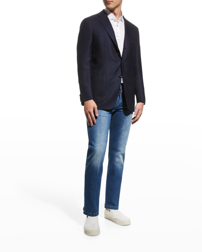 Shop Kiton Men's Cashmere Solid Blazer In Blu