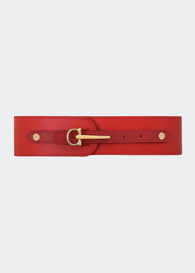 Shop Vaincourt Paris La Gracieuse Wide Leather Belt In Red