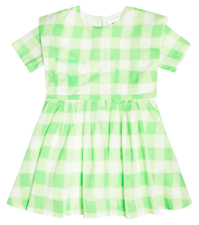Shop Morley Checked Cotton Dress In Green