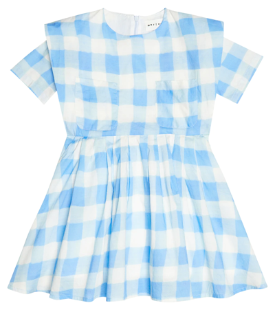 Shop Morley Checked Cotton Dress In Bleu