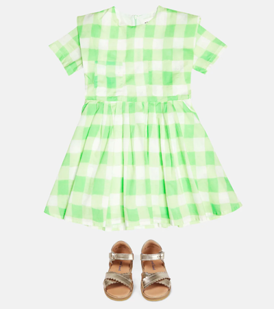 Shop Morley Checked Cotton Dress In Green