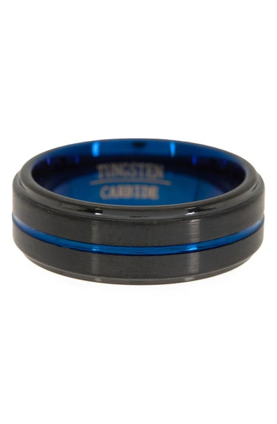 Shop Ed Jacobs Nyc Beveled Tungsten Band Ring In Cobalt
