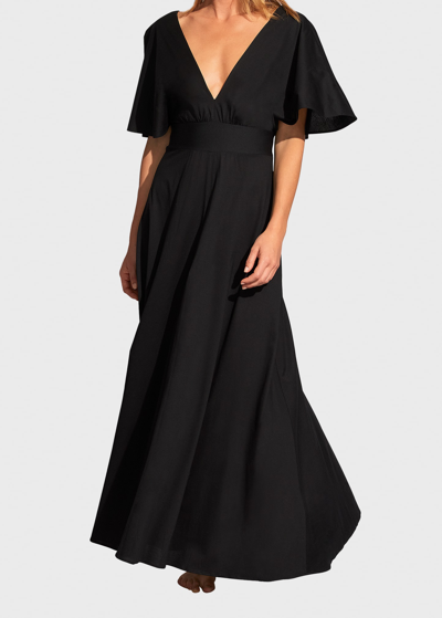 Shop Eres Aurore V-neck Cotton Maxi Dress In Noir