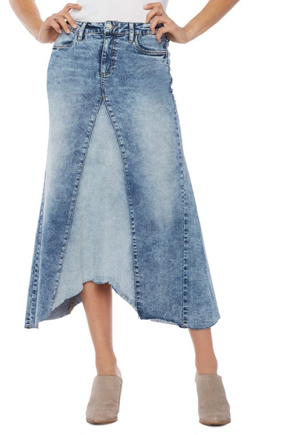 Shop Wash Lab Pieced Denim Midi Skirt In Blue Surf