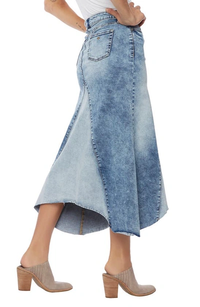 Shop Wash Lab Pieced Denim Midi Skirt In Blue Surf