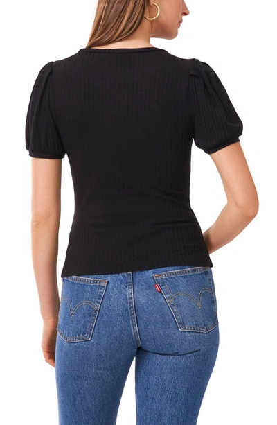 Shop 1.state Puff Sleeve Rib Knit Top In Rich Black