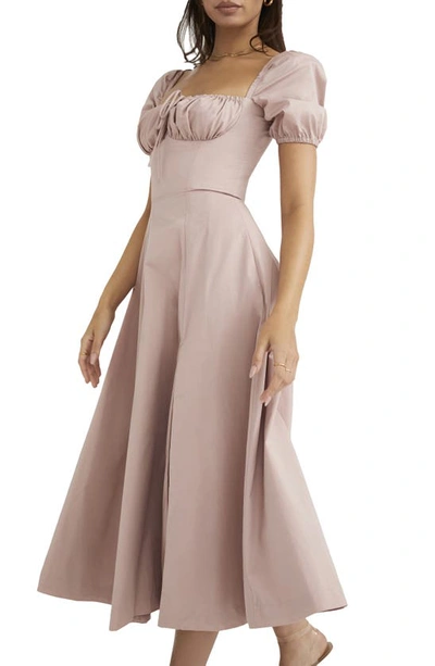 Shop House Of Cb Tallulah Puff Sleeve Midi Dress In Pink