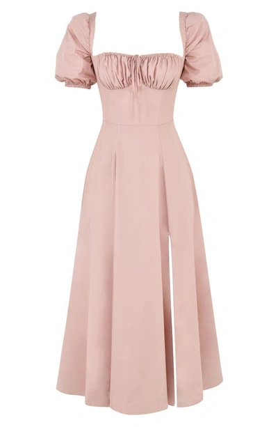 Shop House Of Cb Tallulah Puff Sleeve Midi Dress In Pink