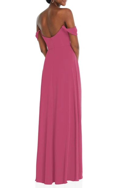 Shop After Six Off The Shoulder Evening Gown In Tea Rose