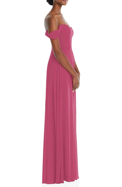 Shop After Six Off The Shoulder Evening Gown In Tea Rose