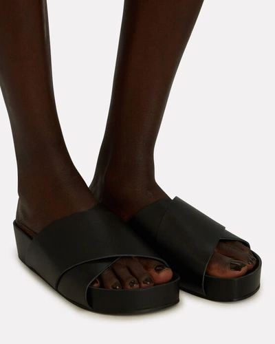 Shop St Agni Crossover Leather Platform Sandals In Black